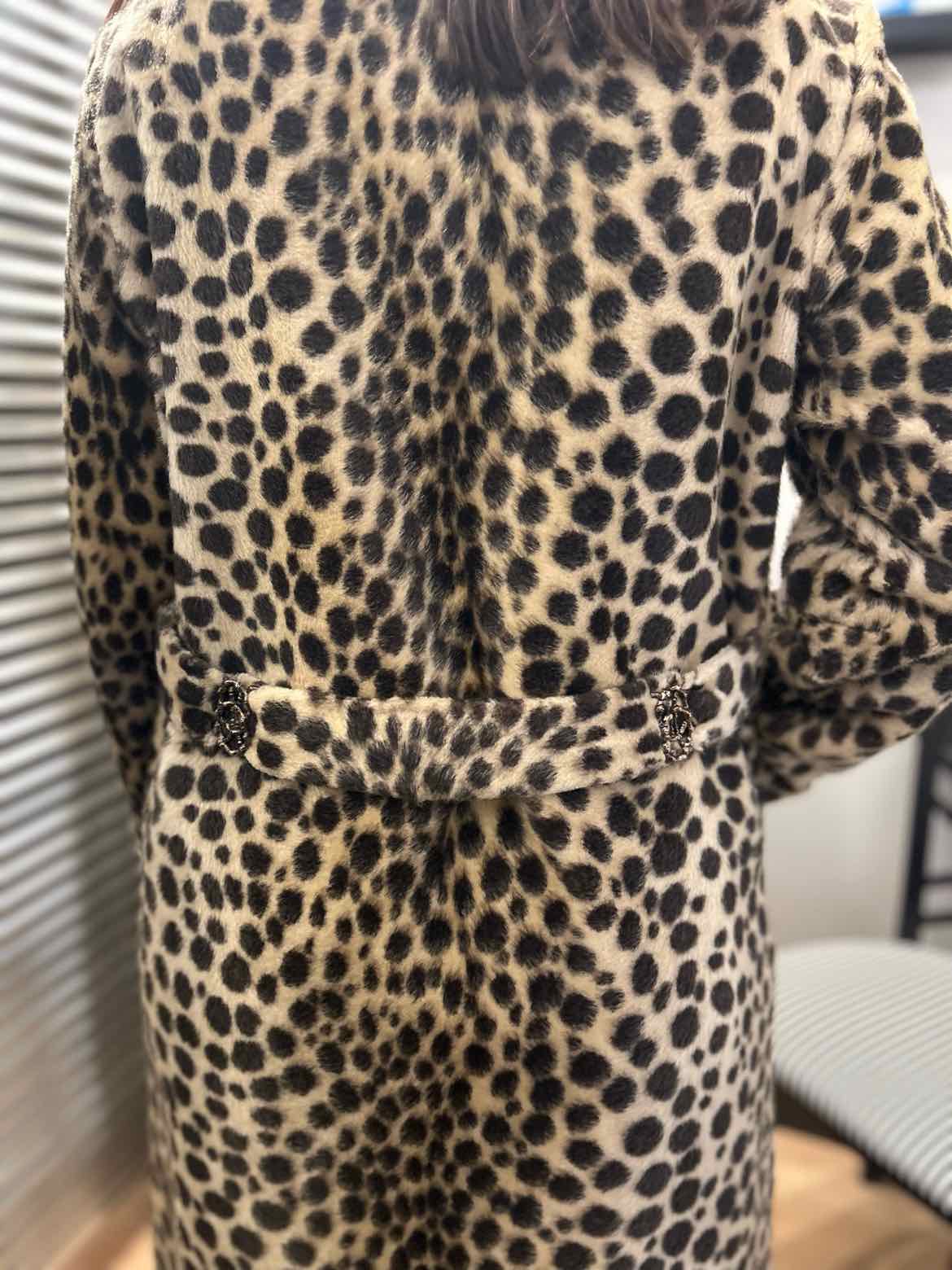 Vintage SAFARI Womens Faux Fur Jacket Coat Styled By Fairmoor Leopard Print, S/M