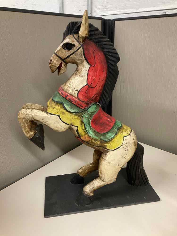 Vintage Wooden Horse Statue 18" Tall