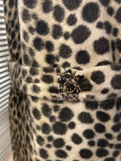 Vintage SAFARI Womens Faux Fur Jacket Coat Styled By Fairmoor Leopard Print, S/M