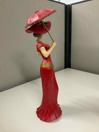 La Verona Collection Elegant Lady in Red with Parasol