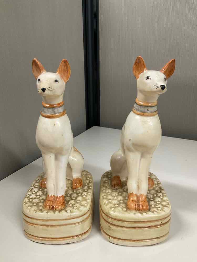 Pair of 9" Andrea by Sadek Twin Ceramic Whippet Greyhound Dogs