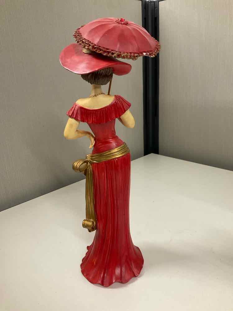 La Verona Collection Elegant Lady in Red with Parasol