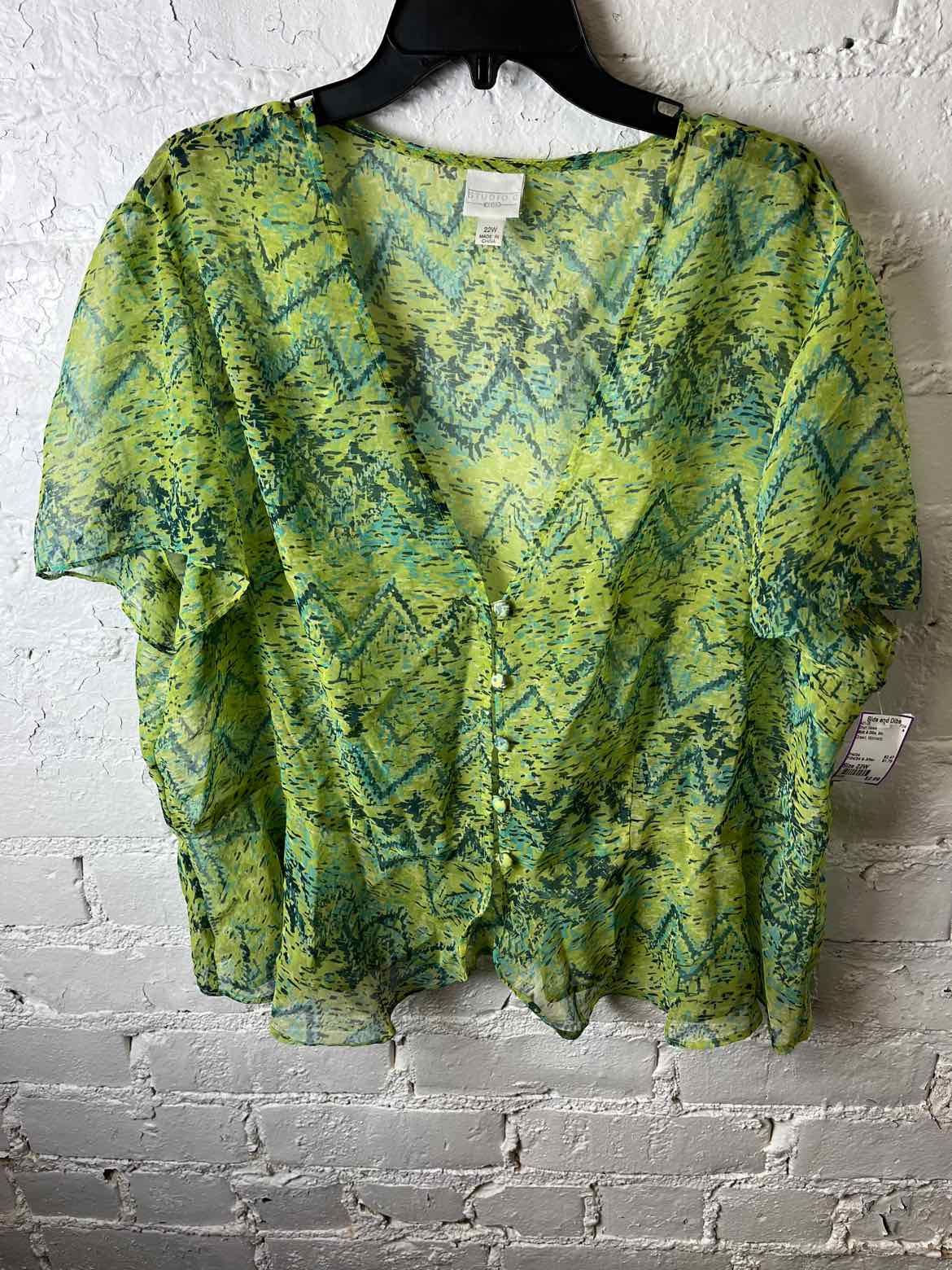 Bids & Dibs, Inc. Size 22W Green Short Sleeve