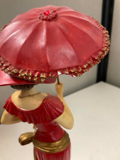 La Verona Collection Elegant Lady in Red with Parasol