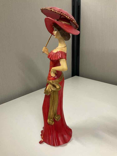 La Verona Collection Elegant Lady in Red with Parasol